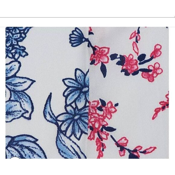 Susan Graver 3X Regular Woven Wide Leg Pants Twin Print White Blue Floral NWT - Picture 4 of 5